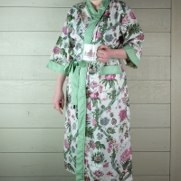 Pink Chintz Dressing Gown with Green Trim